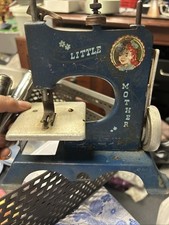 VINTAGE LITTLE MOTHER Hand Controlled Toy Sewing Machine, Blue, Seized Mechanism picture