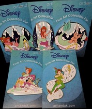 Disney Artland Peter Pan Mermaid Lagoo Mermaid Trio 5 Pin Lot LE 150 LE 200 COA picture