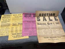 Vintage 1920s-1950s Farm Auction Posters Lot of 4, Original Advertising Signs picture