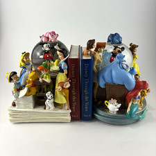 Disney Through the Years VOL 1 & 2 Book Bookends Set w/ Snow Globes & MUSIC BOX picture