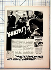 Vintage 1940s Goodyear LifeGuard Tubes Ad Magazine Print Ephemera picture