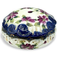 Antique Nippon Hand Painted Porcelain Vanity Trinket Dresser POWDER BOX EUC picture