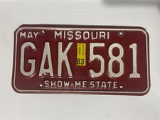 1983 Missouri License Plate 83 May GAK 581 picture