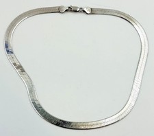 Vintage 925 Sterling Silver Italy Herringbone Chain Necklace 16 Inch Long 19g picture