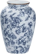 Blue and White Chinoiserie vase - Vintage Ceramic vase with Antique Design, Perf picture