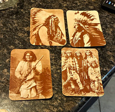 Lot of 4 US Native American Portrait Postcards, Unposted Lithographs, Rounded picture