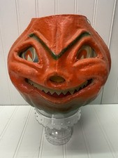Vintage 1930's Large Halloween Orange Pulp Paper Mache Jack-O-Lantern JOL - Rare picture