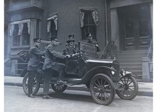 1920s Boston Police Machine Gun Model T Car Pemberton Sq Glass Negative OOAK picture