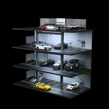 1/64 Scale Die-cast Car Display Case Organizer - Parking Diorama with LED Grey picture