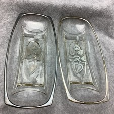 Georges Briard, MCM, Silver on Glass Relish Appetizer dish Serving Trays picture