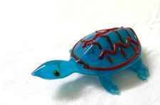 Vintage  Blue & RED  Art Glass 4” Small MINI Turtle  Figurine hand made picture