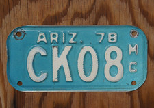 1978 Arizona MOTORCYCLE License Plate # CK08 picture