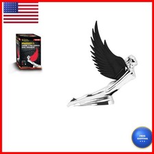 GG Grand General 48055 Black 8 x 8 Inches Chrome Flying Goddess Hood Ornament picture