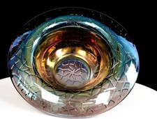 Imperial Iridescent Smoke Grey Carnival Glass Tree Of Life 9 1/2