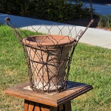 Vintage DI-MA Impruneta Italian Terracotta Planter Pot Wire Basket Tuscan Italy picture