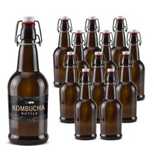 16oz Amber Swing Top Glass Bottles - 12 Pack Flip Top with Airtight Lid, Brewing picture