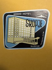 Rare Yugoslavia / 1950s Jugoslavia  Vintage Travel Label: The Grand Hotel SKOPJE picture