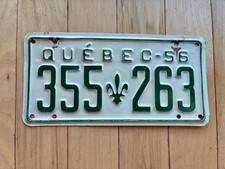 1956 Quebec License Plate picture