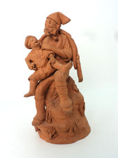 Vintage Paolo Grasso Terracotta Figurine Papa & Son Signed S. no Grasso picture