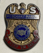 Original WWII US MERCHANT MARINE & C.I.O. LABOR UNION Badge STERLING picture