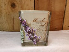 Teleflora Butterflies & Purple Flowers Square Glass Planter Vase picture