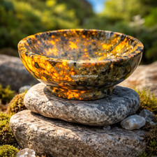 Hand Polished Yooperlite Bowl UV Reactive Glowing Crystal Stone Healing Mineral picture