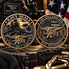 US Navy SEALs Challenge Coin The Only Easy Day Was Yesterday Military Gift picture