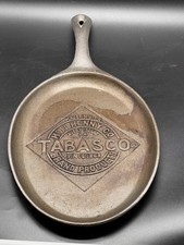 Vintage TABASCO McIlhenny Co Cast Iron Oval Fajita Skillet Pan Advertising picture