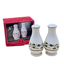 Home for the Holidays Holly Holiday Salt & Pepper Shakers Japan in Box VTG 1999 picture
