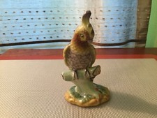 Vintage WL 1895 WONG LEE Porcelain Parrot Bird Figurine standing on a Perch picture