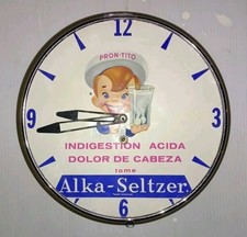 VTG Speedy Alka Seltzer Relief Tablet Advertising Round Bubble Clock 50s picture
