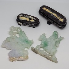 (1/4) Vintage Oriental(?) Chinese(?) Carved Jade(?) Jadite(?) Mineral Statuettes picture