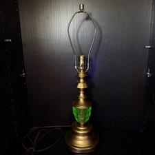 Uranium Glass Table Lamp Art Deco Style Antique Vintage Custom Build Glows Uv picture