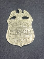 Antique 1910 United States Census Takers Lapel Pin Silver Color picture