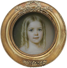 Small Vintage 3X3 round Picture Frame, Mini Antique Ornate Circle Photo Frame, T picture