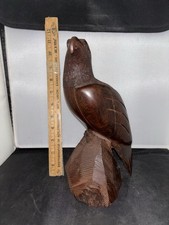 Vintage ironwood hand carved wooden eagle sculpture dark   Solid picture