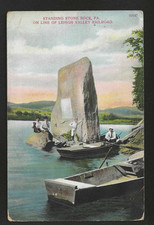 1909 Postcard Standing Stone Rock PA Lehigh Valley Railroad Rowboats Bosselman picture