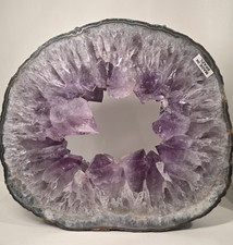 15.3lb Large Amethyst Ring Geode Slice Brazilian Deep Purple Crystal Open Center picture