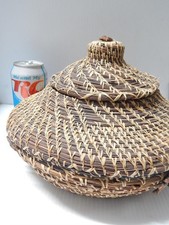 IMPRESSIVE XLARGE VINTAGE ALABAMA - COUSHATTA LIDDED INDIAN BASKET  MUSEUM GRADE picture