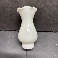 Vtg Ruffled Opalescent Milk Glass Miniature Oil Lamp Chimney 1 1/4