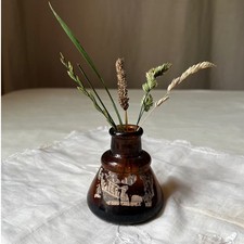 Antique Carter's No. 5 Amber Cone Ink Bottle Partial Label Vintage Desk Decor picture
