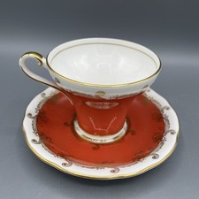 Vintage Aynsley Teacup & Saucer - Persimmon & Gold picture