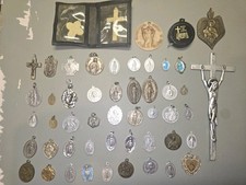 74 Vintage 50s/60s Religious Items,Rosary,Medals,Crosses,Ephemera picture