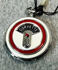 1953 Corvette Pocket Watch Franklin Mint w/Chain and Case 53 NIB picture