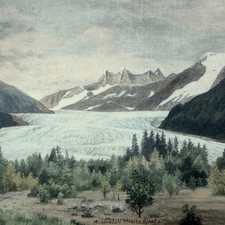 Antique Alaska Mendenhall Glacier Landscape Large Postcard 1916 Handwritten Note picture