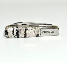 Vtg John Primble Belknap Custom Barlow Pocket Knife w/ Crazy Lace Agate Handles picture