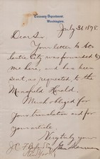 JOHN SHERMAN - AUTOGRAPH LETTER SIGNED 07/31/1878 picture