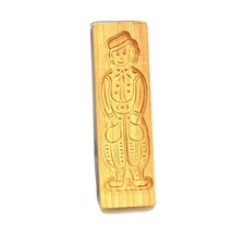 Vintage Hand Carved Wood Butter Cookie Stamp Mold Press Dutch Man Wall Decor picture
