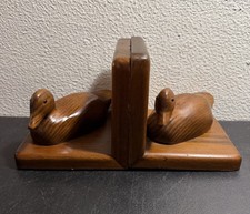 Vintage Edgecomb Woodcarver N Maine Wood Duck Bookends Mid Century Modern Decor picture