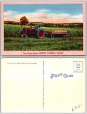 West Union Ohio Tractor Field Postcard picture
